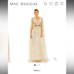 Mac Duggal V Neck Sequin Dress with Cape Sleeves size 6